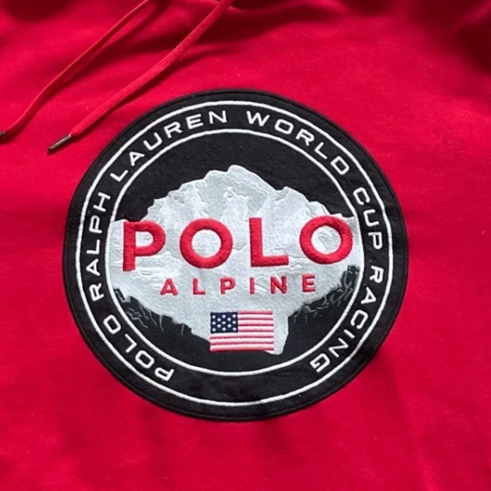 Polo Ralph Lauren Mens Red World Cup Racing‎ Graphic Hoodie Size L Large